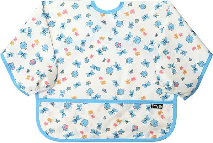 Plie Long Sleeve Waterproof Bib for Toddlers – Soft Feeding Smock for Baby Mealtime, Self-Feeding, BPA-Free, Easy Clean