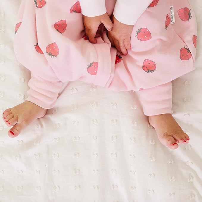 Woolino 4 Season Baby Sleep Bag with Feet Opening, Australian Merino Wool and Organic Cotton, Toddler Sleeping Bag, 6-18mo, Strawberry
