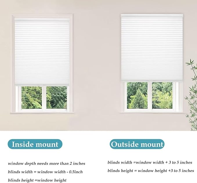 MYshade 1.5-Inch Cellular Cordless Light Filtering Shades, Honeycomb Window Blinds for Soft Daylight & Privacy, Thermal Insulation, Child Safe, Inside or Outside Mount (24" W x 50" H, White)