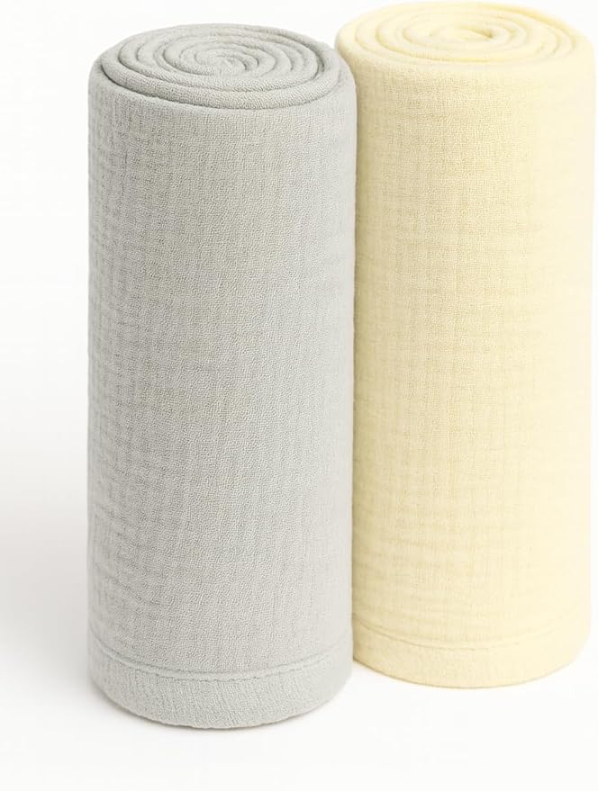 Soft 100% Cotton Swaddles for Newborns, 2- Pack - Large, Breathable Baby Blanket - Versatile, Durable Muslin Swaddle Blankets - Perfect Newborn Essentials