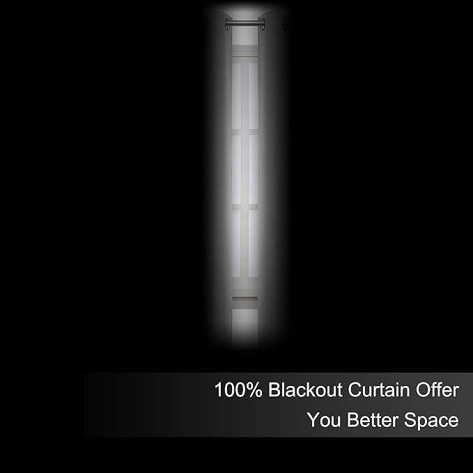 LEMOMO Blackout Curtains 52 x 63 Inch Light Grey Curtains 2 Panels Darkening Thermal Insulated Bedroom Curtains
