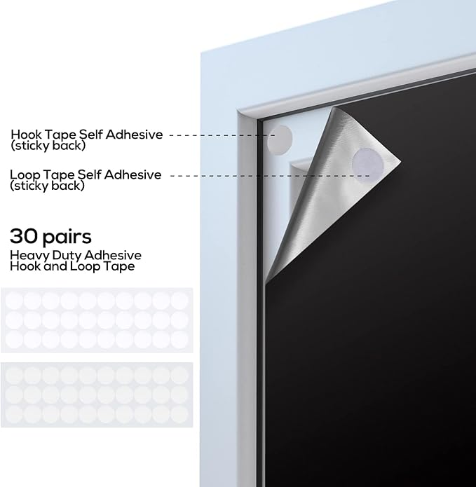 ULIGOOD Portable Blackout Shades (118" x 57") Travel Window Blackout Curtains, 100% Blackout Material Temporary Blackout Blinds for Baby Nursery, Bedroom, Caravan, Office or Travel Use