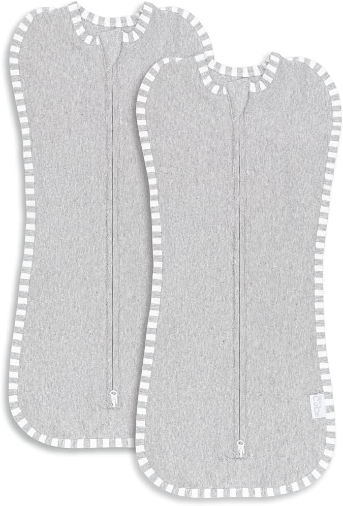 Comfy Cubs Swaddle Blanket Baby Girl Boy Easy Zipper Wrap 2 Pack Newborn Infant Sleep Sack (Large 3-6 Months, Grey)