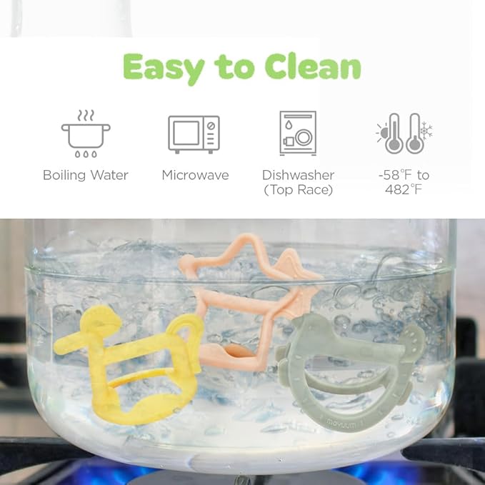 Moyuum Silicone Pony Teether Toy | Made in Korea, Provides Teething Relief, Wearable Wrist Teether is Easy to Hold, Drop Resistant Bracelet, Babies 3+ Months