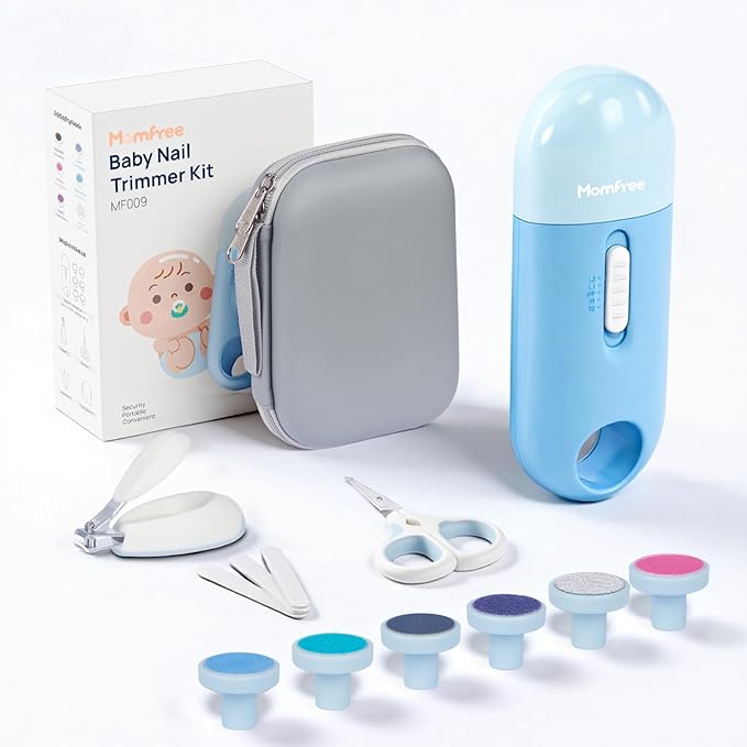 Baby Nail File Electric, 4-in-1 Baby Nail Trimmer Electric with Storage Case & Night Light for Newborn/Infant/Toddler/Kids, Nail Clipper/Scissor Nail Care Set for Toenails and Fingernails