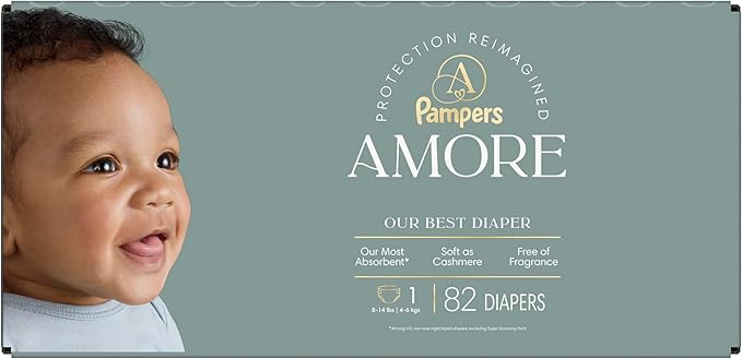 Pampers Amore, Size 1 (8-14 lbs), 82 Count, Our Best Diaper