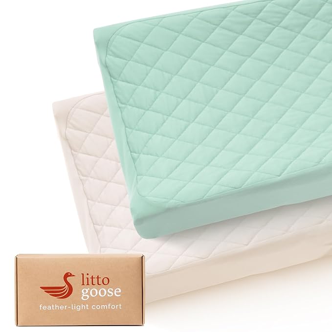 Littogoose Quilted Changing Table Cover (2-Pack) Fitted Diaper Changing Pad Cover, Soft Breathable Ideal for Boys Girls (2-Pack)