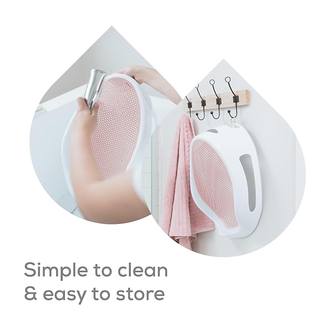 Angelcare Baby Pink Soft Touch Bath Support & Thermometer Bundle | Newborn Baby Bathtub 0-6 Months | Baby Registry Must-Have | Newborn Essentials for Safe & Comfortable Bath Time