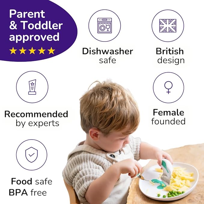 doddl Toddler Plate (12 Months–4 Years) – Non-Slip Plate for Self-Feeding, Easy-Scooping Design for Toddlers & Preschoolers