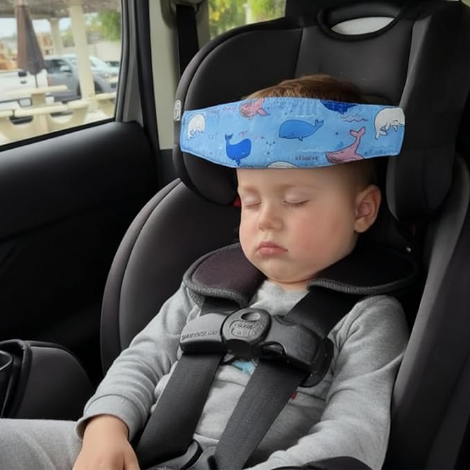 3 Pcs Baby Carseat Head Support,Car Seat Straps Pillow Support Ban,Stroller Neck Relief Strap Headrest,Slumber Sling Sleep Positioner for Toddler Infants Child Children Kids (Dots, Owls, Whales)