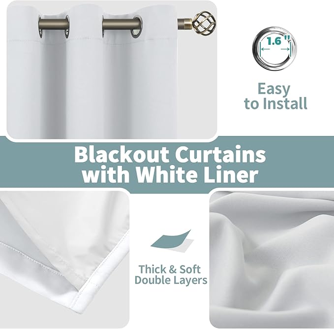 BGment Blackout Curtains for Bedroom 84 Inch Length 2 Panels Set, Thermal Insulated Bedroom Curtains Soundproof Room Darkening Window Curtain Drapes, Each Grommet Curtains 42 Inch Wide, Greyish White
