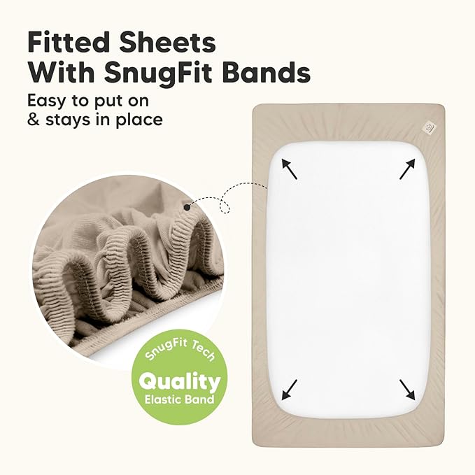 2-Pack Waterproof Baby Crib Sheets for Boys, Girls - 52x28 Viscose Derived from Bamboo Toddler Bed Sheet Neutral, Fitted Crib Mattress Protector Cover for Baby Bedding, Soft & Gentle (Butterflies)