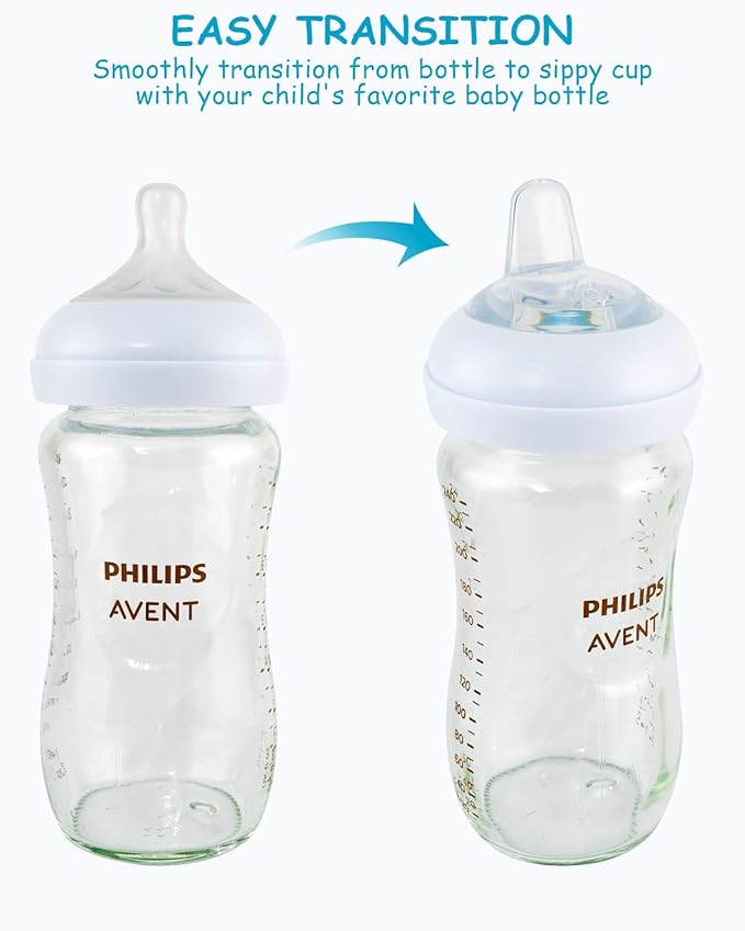 Sippy Cup Nipples for Philips Avent Natural Baby Bottles, My Grippy Spout Sippy Cup and Natural Trainer Sippy Cup, Soft 100% Silicone Sippy Spout Nipples, 6m+, 4 Count