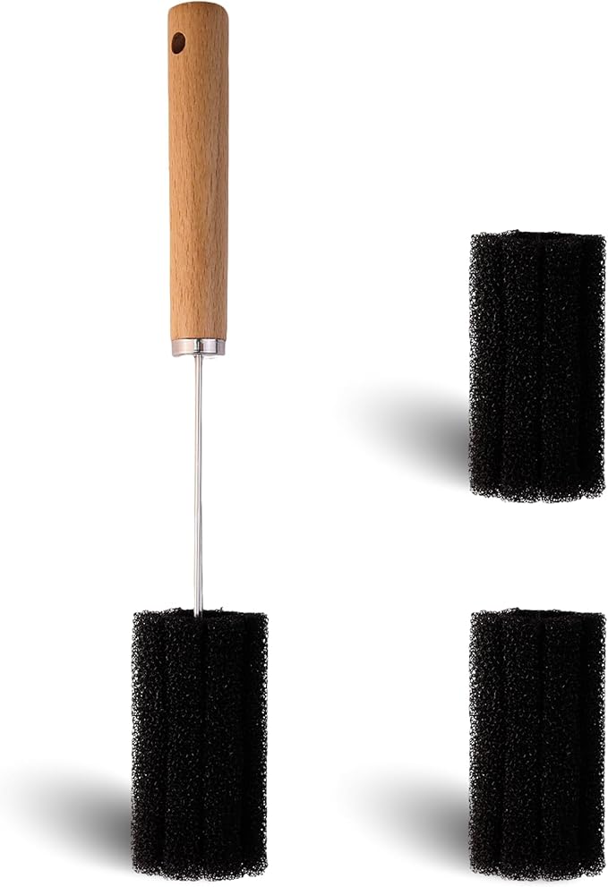 Mektler Water Bottle Cleaner Brush Baby Bottle Cleaner Brush Set Long Handle Sponge Cleaning Brush for Beer Bottles, Cups, Wine Glasses, Coffee Mugs, Tumblers, Thermos,Replaceble Brush Head (3-Pack)
