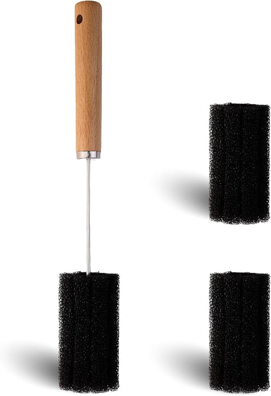 Mektler Water Bottle Cleaner Brush Baby Bottle Cleaner Brush Set Long Handle Sponge Cleaning Brush for Beer Bottles, Cups, Wine Glasses, Coffee Mugs, Tumblers, Thermos,Replaceble Brush Head (3-Pack)