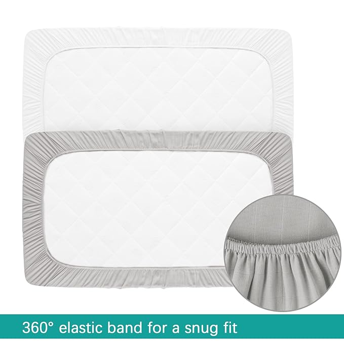 Muslin Crib Sheets for Boys and Girls 2 Pack, Ultra Soft Muslin Fitted Baby Crib Sheet for Standard Crib Mattress & Toddler Bed Mattress, Grey & White