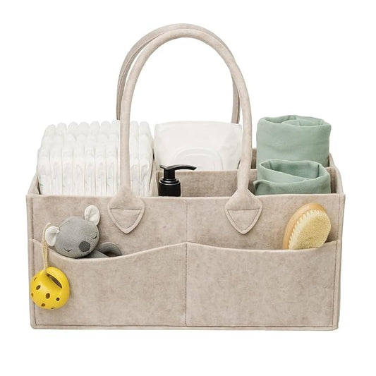 PUTSKA Baby Diaper Caddy Organizer - Nursery Storage Basket for Diaper Station, Baby Basket Shower Gifts List and Registry Must-Haves, Newborn Essentials, Nursery Decor for Boy or Girl-DarkMocha,XL