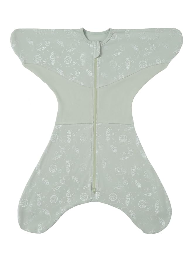 GROWNSY Transitional Swaddle Sleep Sack 3-6 Months, Starfish Design Baby Swaddle Sack, Dual-Zipper for Easy Diaper Changes, Proper Hip Development & Openable Foot Button, 12-20lbs, Green