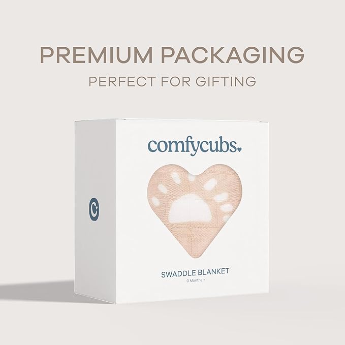Comfy Cubs Muslin Swaddle Blankets Pack of 1, 47 x 47 Inch Soft Cotton Baby Blanket Set, Large Multipurpose Wraps for Newborns - Self-Soothing Swaddles for Newborns - Blush Sun