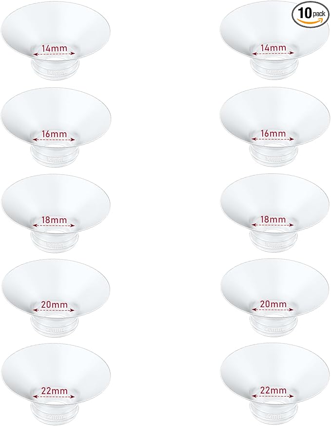 IVARONAL Flange Insert 10PCS 14/16/18/20/22mm*2 Compatible with Momcozy M9/M6/M5/S12 Pro/V1 Pro/V2 pro, Spectra/Medela/Elvie/NCVI/TSRETE/eufy/Lansinoh/Paruu/MomMed Breast Pump 24mm Shields/Flanges