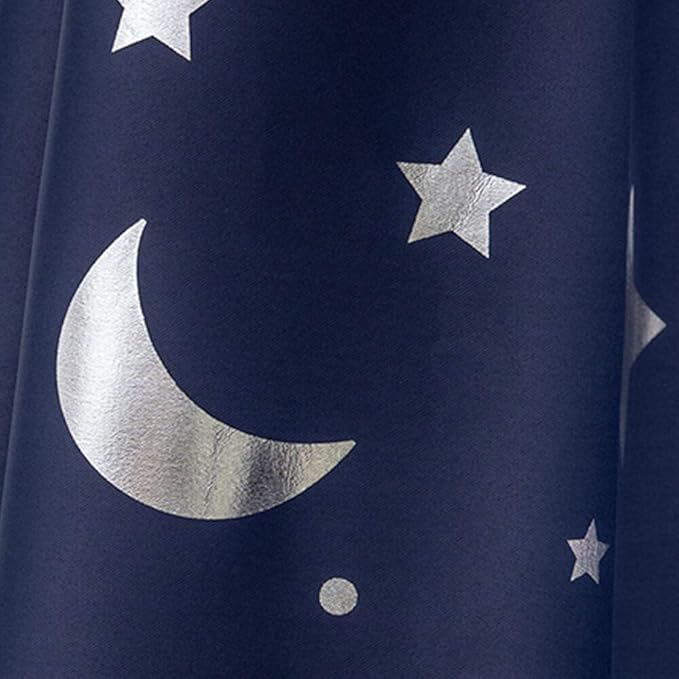 WUBODTI Boys Curtains Navy Blue Blackout Star Curtains Cute Space Themed Thermal Insulated Room Darkening Blackout Drapes for Kids Room Nursery Boys Bedroom(W42 x L84, 2 Panels)