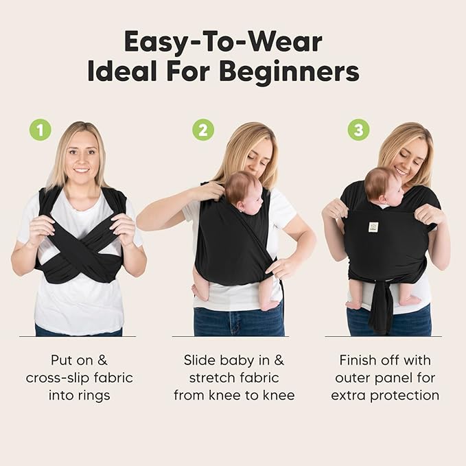 KeaBabies Baby Wrap Carrier Ring Sling - Easy to Wear, Adjustable D-Lite Baby Carrier Newborn to Toddler, Infant Carrying Shirt, Hands Free Bonding, Breathable Fabric Wearing Wrap (Stone Gray)