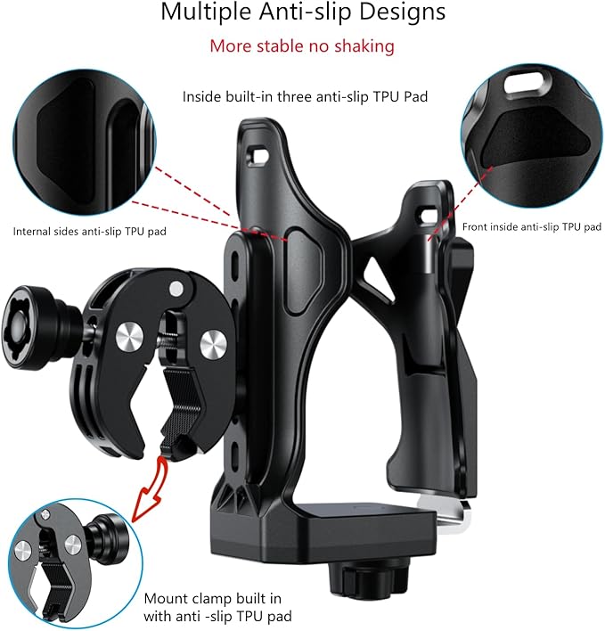 Kewig Anti-Theft Motorcycle Cup Holder, Extra Large Adjustable Size Bike Water Bottle Holder for 1.95 – 3.6" Diameter Bottles, Motorcycle Drink Holder for Stroller, Moto, Bicycle, Scooter, Wheelchair