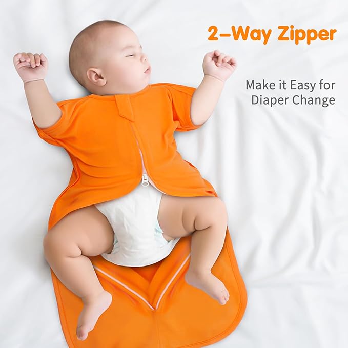 Transition Swaddle 0-3 Months, Newborn Sleep Sacks Arms up Swaddle 2-Way Zipper 100% Cotton Arms in/out, 0.8 Tog Baby Sleep Sack for Boy Girl, 2-Pack Transitional Swaddles (Small 5-14lbs)