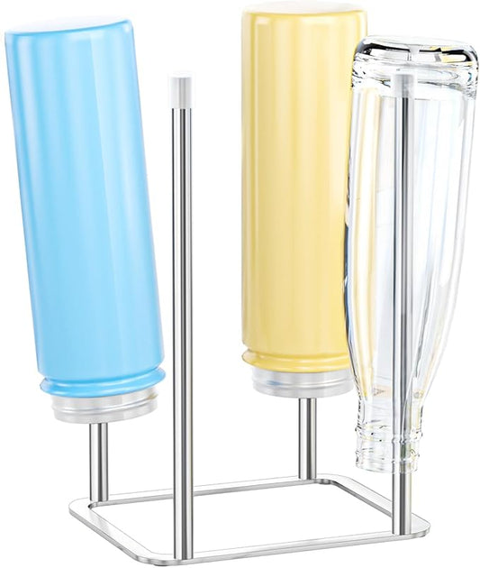 LOXSUN Water Bottle Drying Rack, Stainless Steel Bottle Dryer Rack, Baby Bottles Rack Dryer, Cup Drying Rack, Reusable Bag Drying Stand, Kitchen Stand Holder for Glass Bottles, Plastic Bag (Silver)
