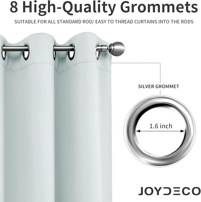 Joydeco White Curtains 72 Inches Long 2 Panels Set, Thermal Insulated Long Drapes 2 Burg, Room Darkening Grommet Curtains for Living Room Bedroom Window (W42 x L72 Inch, Greyish White)