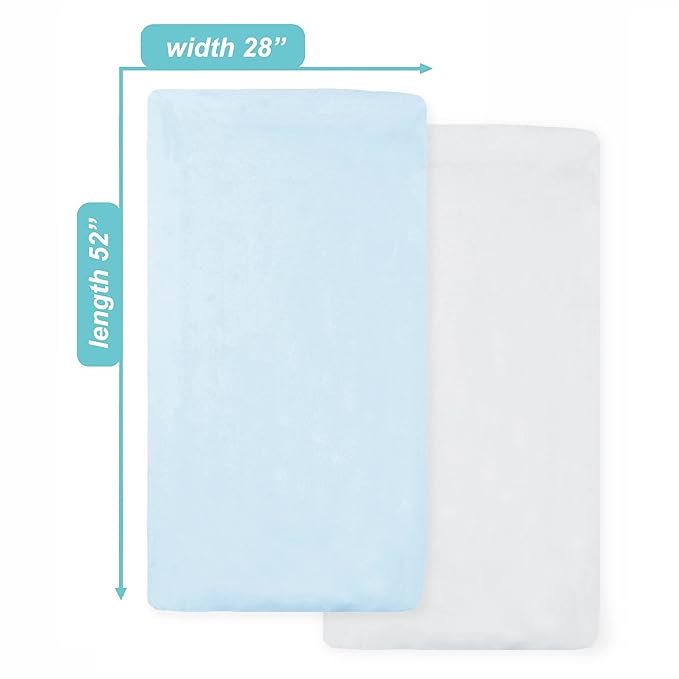 American Baby Company 2 Pack 100% Natural Cotton Fitted Crib Sheets 52" x 28" - Soft, Breathable, Hypoallergenic & Gentle Toddler Bed Sheets, Blue and White, Neutral for Boys & Girls