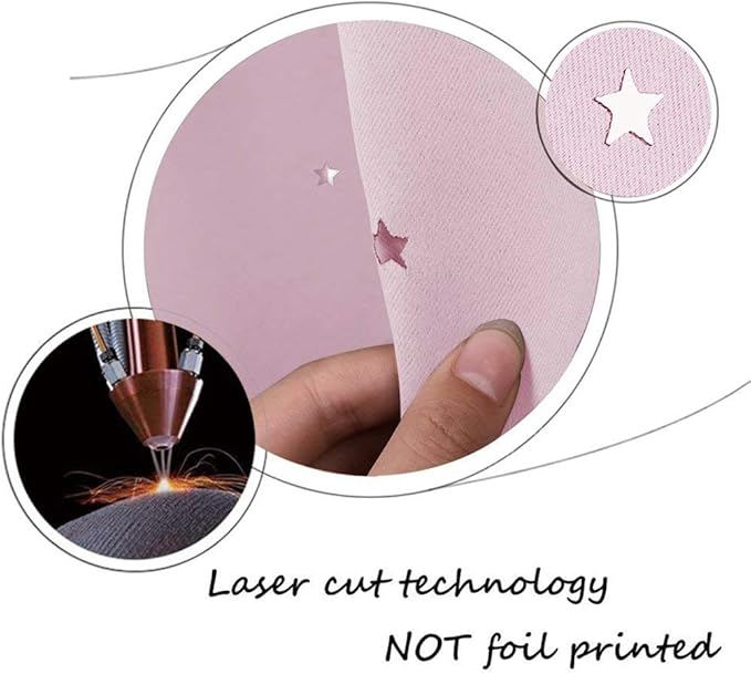 NICETOWN Star Cut Out Curtains - Die-Cut Star Blackout Drapes Window Treatment Draperies for Space Theme Bedroom Thanksgiving (Lavender Pink=Baby Pink, 2 Panels, 52 inches x 84 inches)