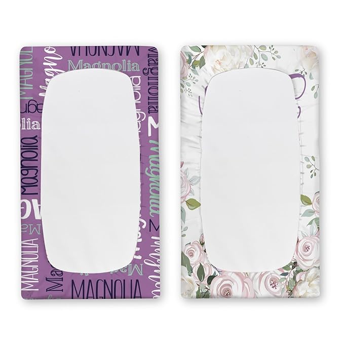 Custom Changing Pad Cover Set - Jersey Knit Ultra Soft Unisex Waterproof Diaper Changing Table Covers with Personalized Name for Baby Boys Girls - Comfy Cozy 2 Pcs Set Style11