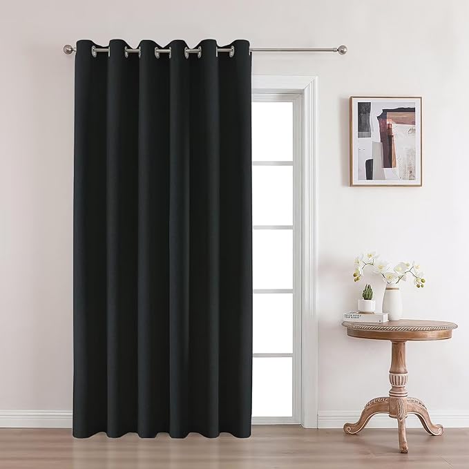 Joydeco Blackout Curtains 84 Inch Length, 1 Panel for Bedroom, Thermal Insulated Linen Black Out Curtains with Grommets (100x84)