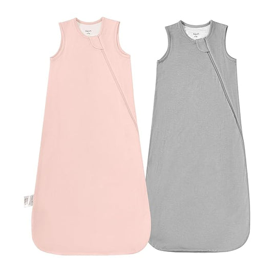 Supersoft Rayon Made from Bamboo Sleep Sack 24-36 Months 0.5 Tog Toddler Sleep Sack 2t Baby Wearable Blanket 3t with 2-Way Zipper Summer Unisex Sleeping Bag for Babies (2 Pack) Pink & Gray