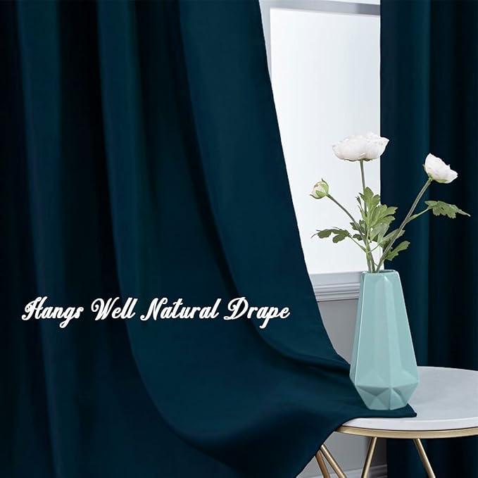 Extra Long Blackout Curtains - 2 Story High Living Room Drapes - Tall Curtains for High Ceiling or Long Window - 144 156 168 192 204 216 240 Inch 12ft-20ft Length(1 Panel,Navy, 52″x144″)