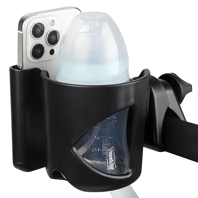 Accmor Universal Cup Holder, Stroller Cup Holder with Phone Holder, 360° Rotatable Large Caliber Designed Bottle Holder for Stroller, Bike, Wheelchair, Walker, Scooter