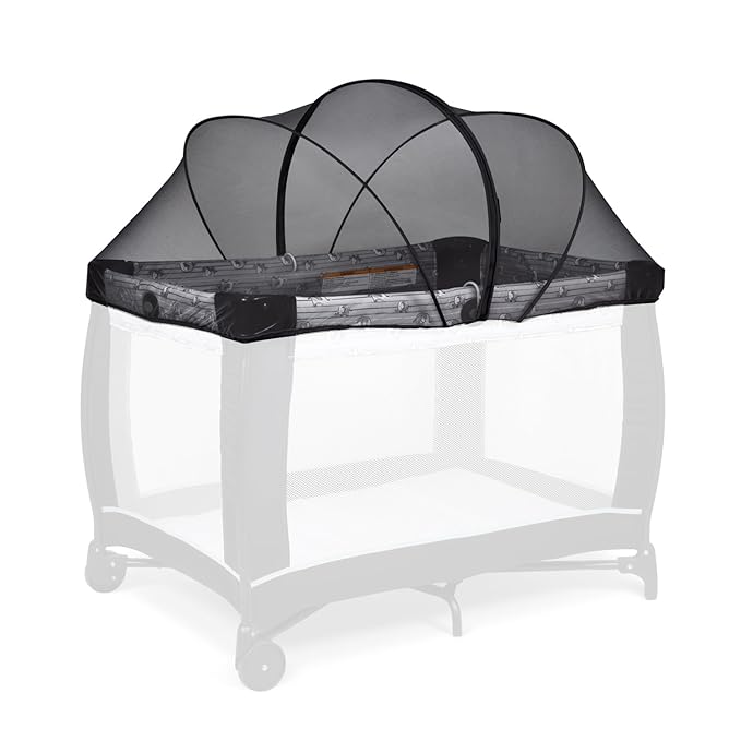 Beberoad Love Pack and Play Cover Playpen Mosquito Net Cover to Keep Cats Out Breathable Net Cover with 2-Way Zipper (Black)