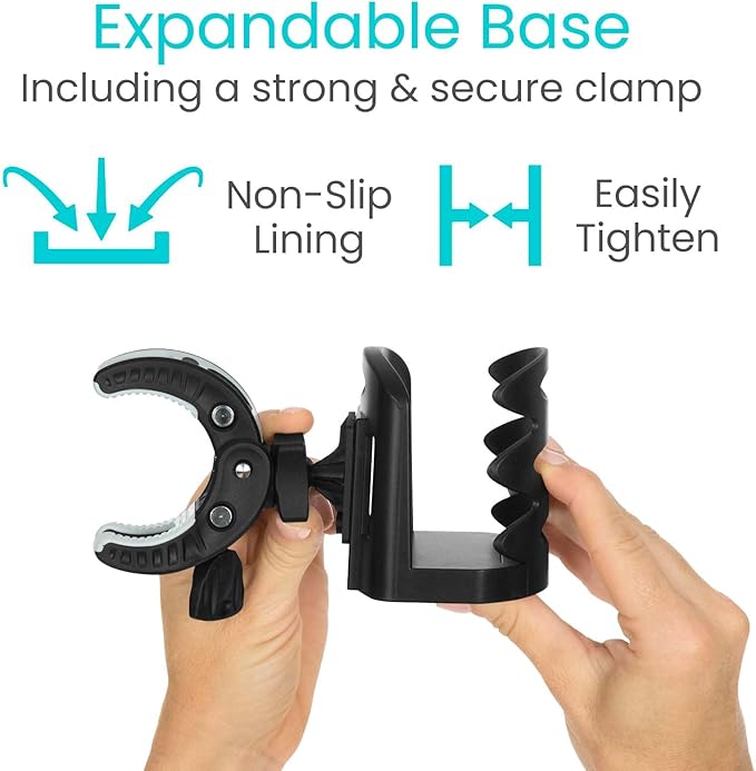Vive Cup Holder for Walker, Wheelchair, Accessories, Stroller, Adults, Bike, Boat, Desk, Mobility Scooter, Rollator, Electric Wheel Chair - Portable Adjustable Cupholder Attachment, Near Universal Fit