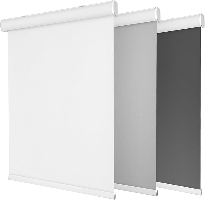 Allesin 100% Blackout Cordless Roller Shades for Windows, Free-Stop Shades, Thermal Insulated, UV Protection, Waterproof Fabric, Easy to Install for Home, Office, Bathroom (White 32 x 72)