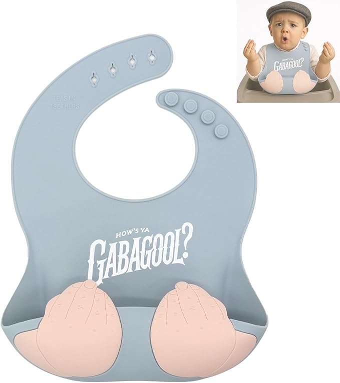 Teasin' Teethers Funny Italian Silicone Baby Bib with Pocket Food Catcher for Toddlers and Infants Funny Baby Bib Gift
