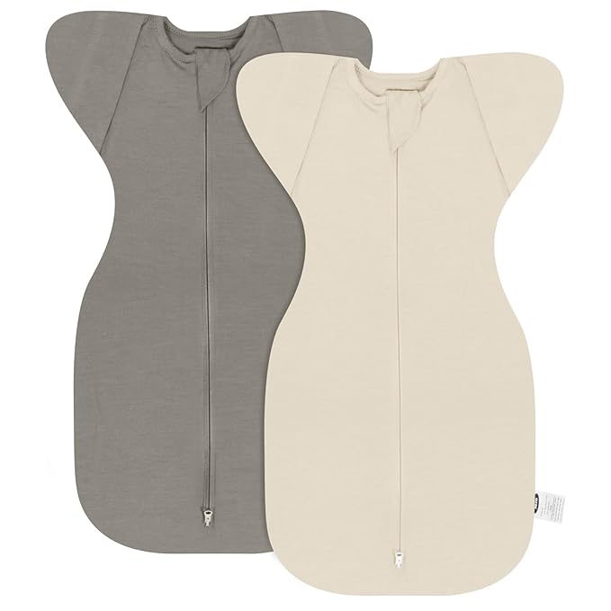 MEXXI Swaddle Baby Sleep Sack With Arms Up, 2 Pack Baby Transitional Swaddle with Double Zipper, 0.5 TOG, 13-19 lbs, M