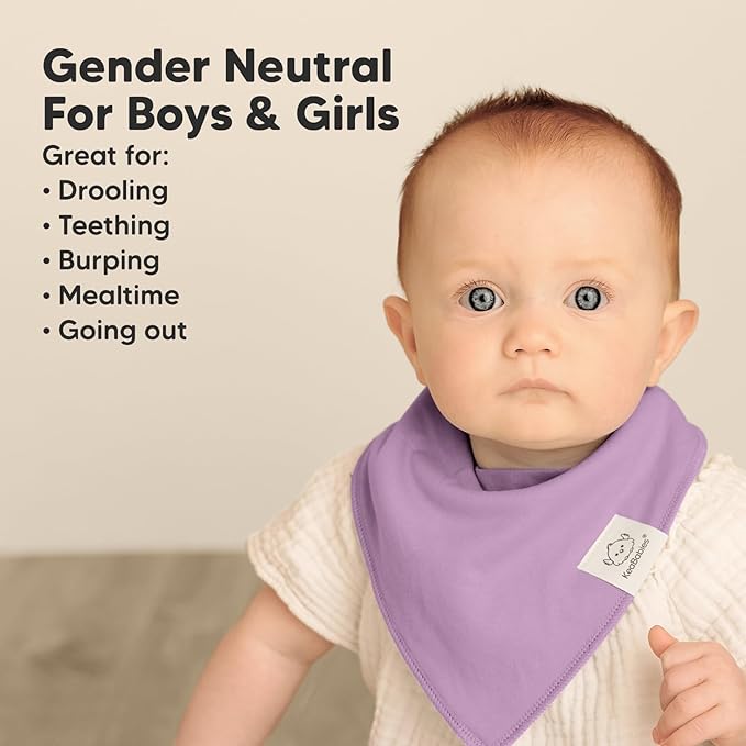 KeaBabies 8-Pack Organic Baby Bandana Bibs for Girls - Super Absorbent Triangle Baby Bibs for Drooling and Teething Infant, 100% Cotton Extra Soft for Newborn, Infant 0-36 Months (Lilac)