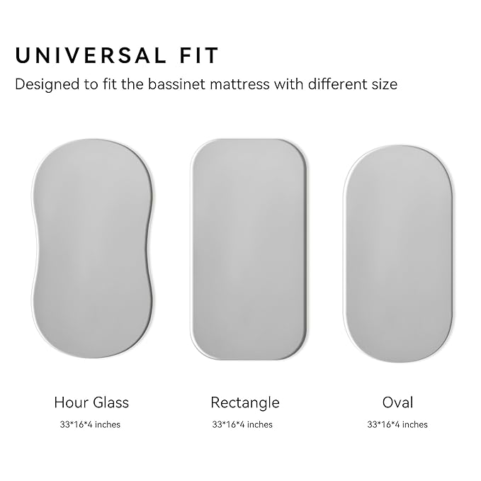 TILLYOU Baby Bassinet Sheets for Girls Boys 2 Pack Baby Sheets for Square Rectangle Oval Bassinet Mattress 33X16 Inch, Lion's Paradise and Grey