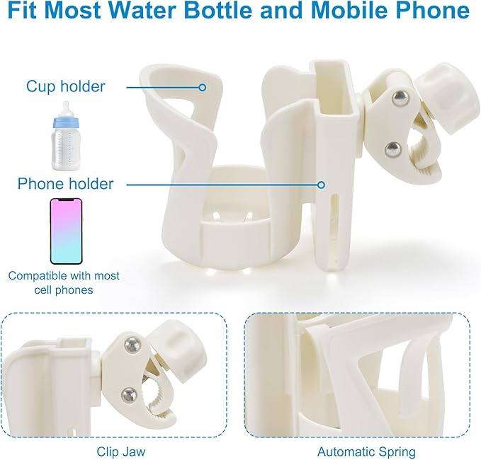 Accmor 2-in-1 Walker Cup Holder with Phone Holder, Wheelchair Cup Holder, Rollator Cup Holder, Cup Phone Holder for Walker, Wheelchair, Rollator, Mobility Scooter