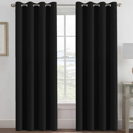 H.VERSAILTEX Blackout Curtain for Living Room Thermal Insulated Window Treatment Curtain Extra Long 108 inch Length Energy Saving Solid Grommet Top Blackout Drape, One Panel, Jet Black, 52"W x 108"L