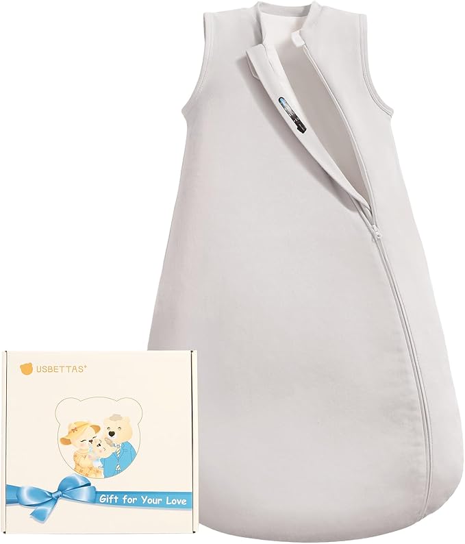 usbettas 1.0 Tog 2.5 Tog Baby Sleep Sack, 100% Cotton Baby Sleeping Bag 3-24M, 2-Way Zipper Baby Wearable Blanket