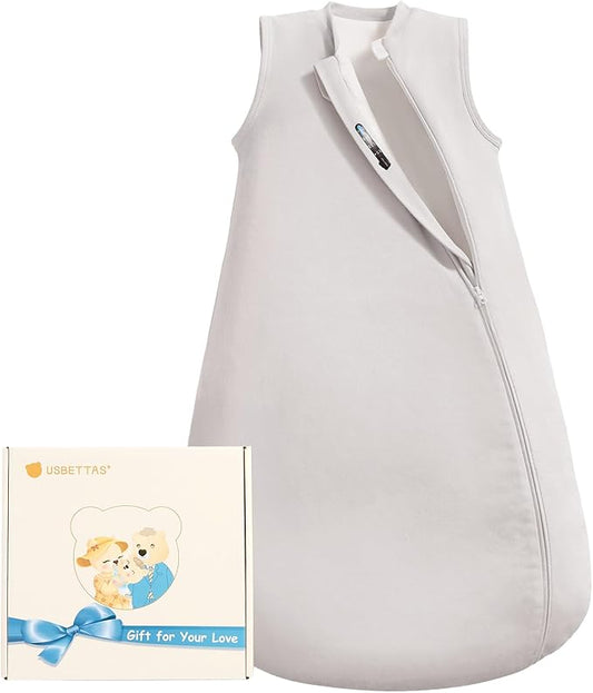 usbettas 1.0 Tog 2.5 Tog Baby Sleep Sack, 100% Cotton Baby Sleeping Bag 3-24M, 2-Way Zipper Baby Wearable Blanket