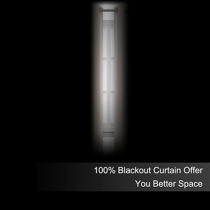 LEMOMO Blackout Curtains 52 x 63 Inch Light Beige Curtains 2 Panels Darkening Thermal Insulated Bedroom Curtains
