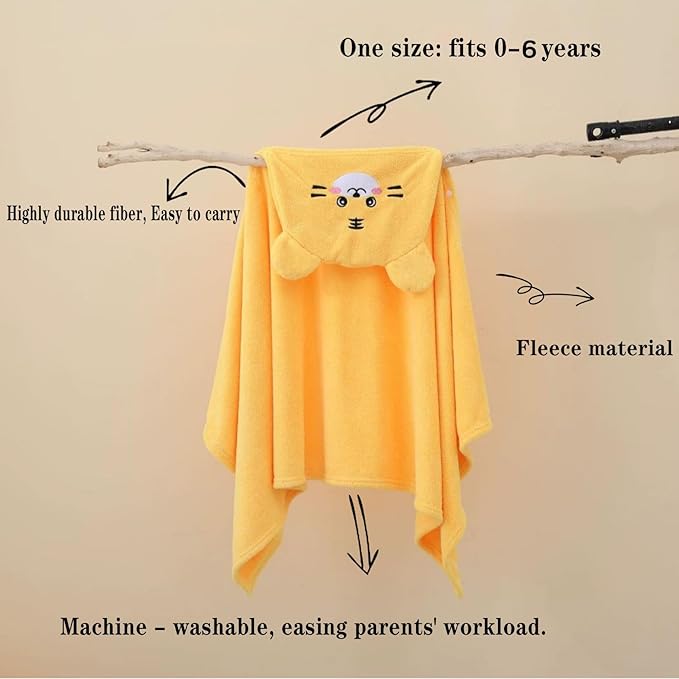 Toddler Bath Towel Baby Towels with Hood 27.5"X55" Ultra Absorbent Soft Bathrobe Blanket Kids Shower Towel for Girls and Boys(Sunset Yellow)